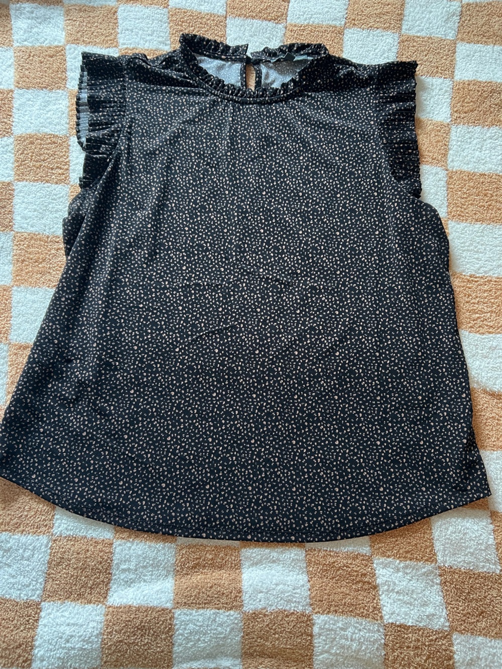 Adrianna Papell Black and Beige Dot Midi Skirt
